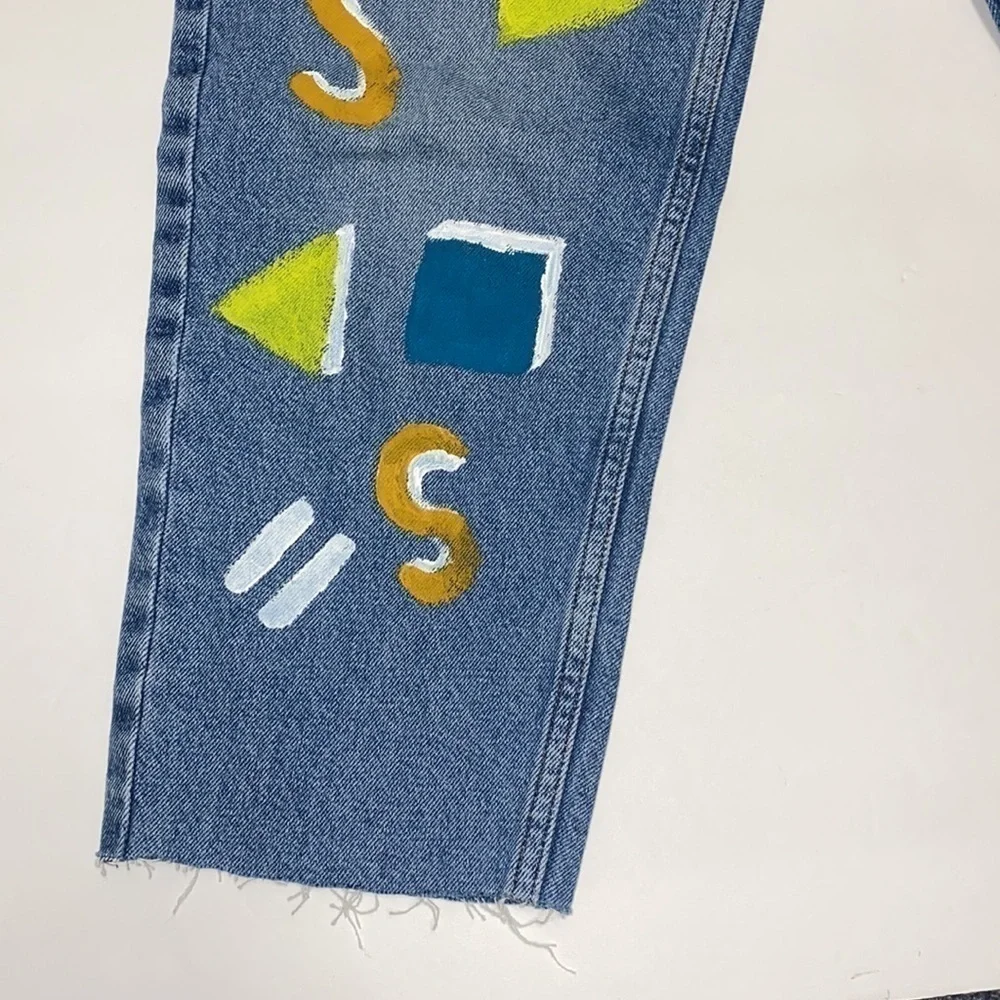 Denim & Co Cropped painted jeans with raw hem